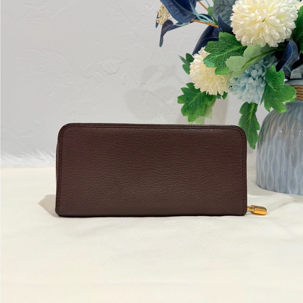 Leather Zip-Around Wallet in Dark Brown - Picture 2 of 15